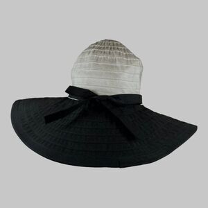 SAN DIEGO HAT CO. Women's Large Brim Ribbon Bow Hat Black White Pretty Woman